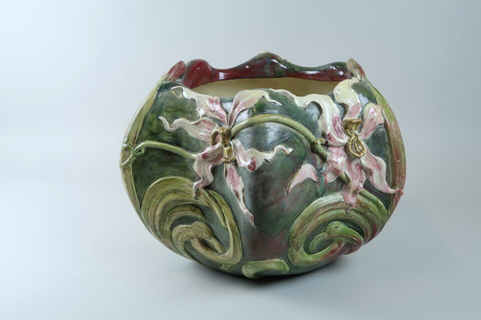 Philippe Wolfers (ontwerp), Emile Müller & Cie (uitvoering), Cache-pot ‘Orchidées’, 1896-1904